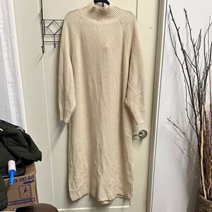 Monki Beige Long Sleeve Sweater Winter Dress